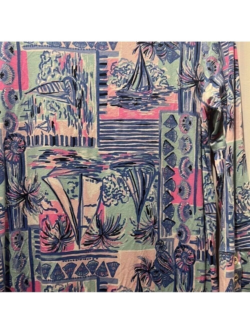 Lily Pulitzer Long Sleeved Blue and Pink Dress with Sail Boats size small - Picture 2 of 7